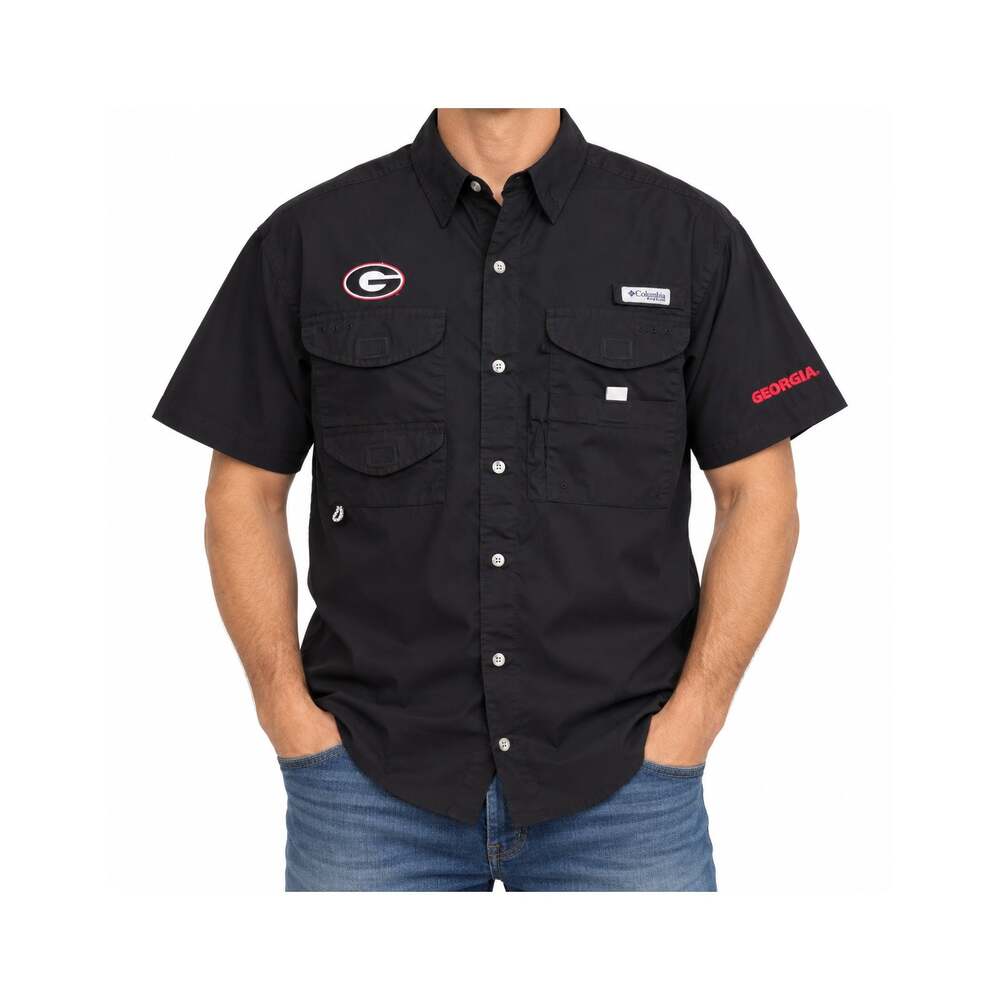 Columbia PFG Georgia Bulldogs Shirt Mens Medium NCAA Fishing Vented Short Sleeve